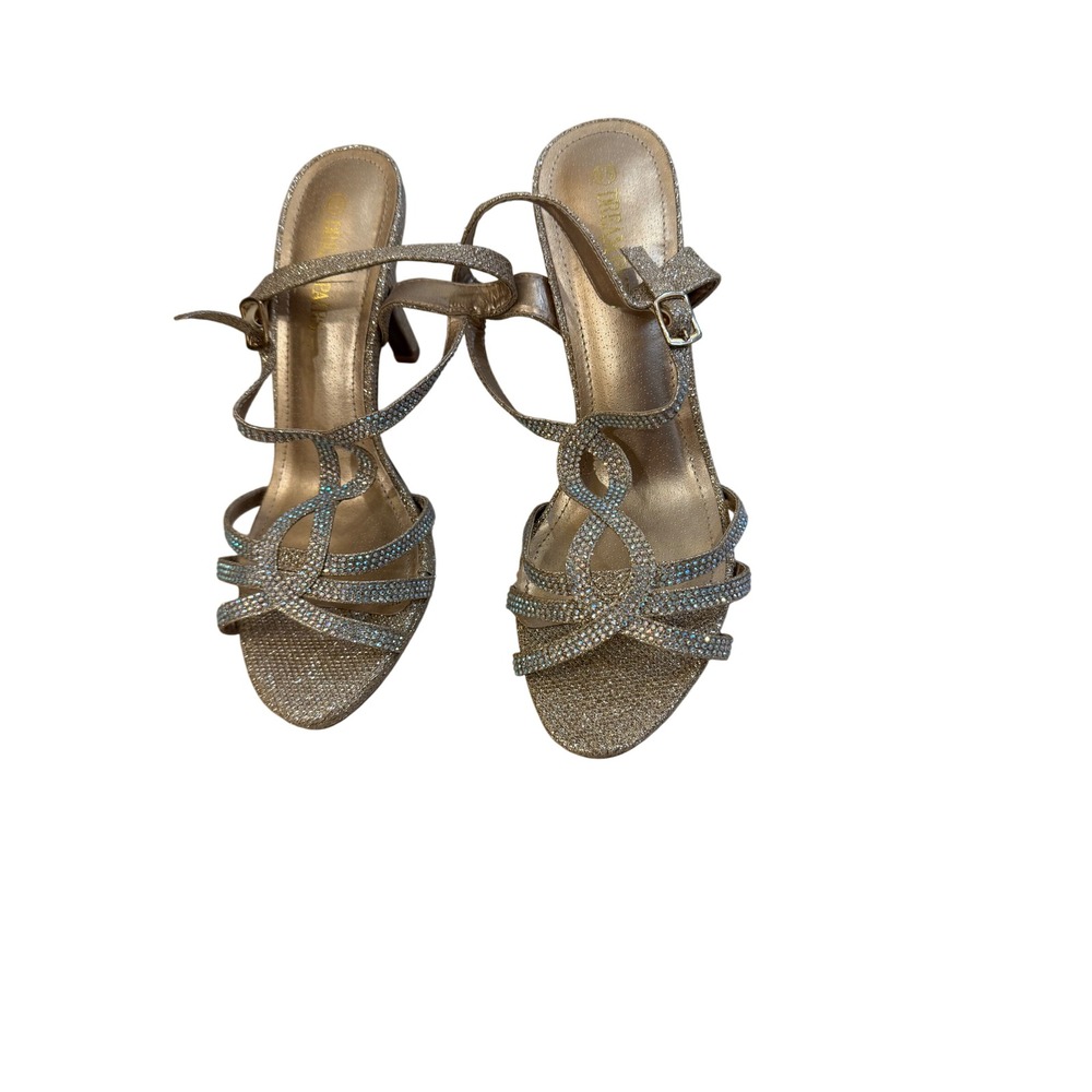 Dream Pairs Gold Glitter Rhinestone‎ Strappy Heels Evening Party Shoes